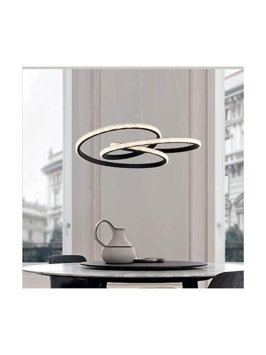 Viokef Berlin Pendant Light Black with Crystals 52x520x120cm