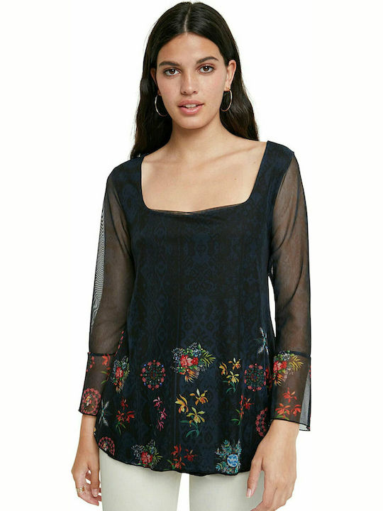 Desigual Carrie Women's Blouse Long Sleeve Navy Blue