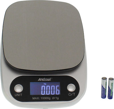 Andowl Digital Kitchen Scale 1gr/10kg Silver
