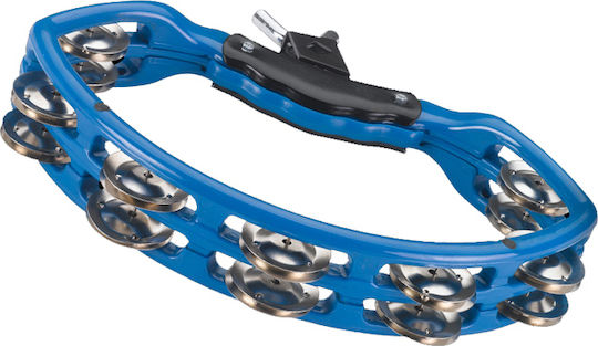 Natal Spirit Blue Plastic Hi-Hat Tambourine with Double Row Jingles