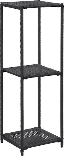 vidaXL Ραφιέρα Rattan 3 Θέσεων Μαύρη 46973