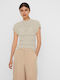 Vero Moda Damen Bluse Kurzärmelig Beige