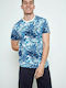 Funky Buddha Men's T-Shirt Floral Blue