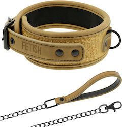 Fetish Submissive Collar With Leash Collar in Brown Color