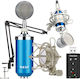 Next Condenser (Large Diaphragm) XLR Microphone Κιτ με Ακουστικά Shock Mounted/Clip On Mounting Voice in Blue Color