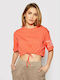 Reebok Meet You There Summer Women's Cotton Blouse Short Sleeve Orange