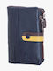 Large Leather Women's Wallet Classic Navy Blue