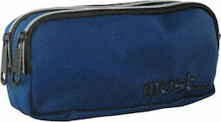 Must Monochrome Pencil Case with 2 Compartments Blue