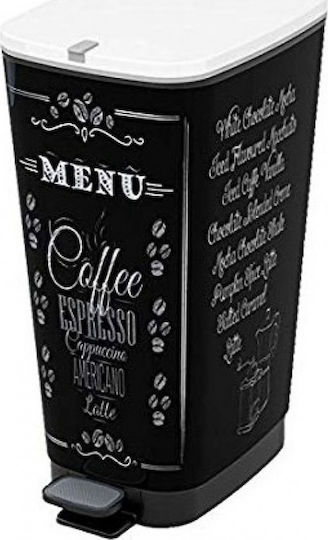 Kis Κάδος Chic Coffee Menu Απορριμμάτων Πλαστικός με Πεντάλ Μαύρος 35lt
