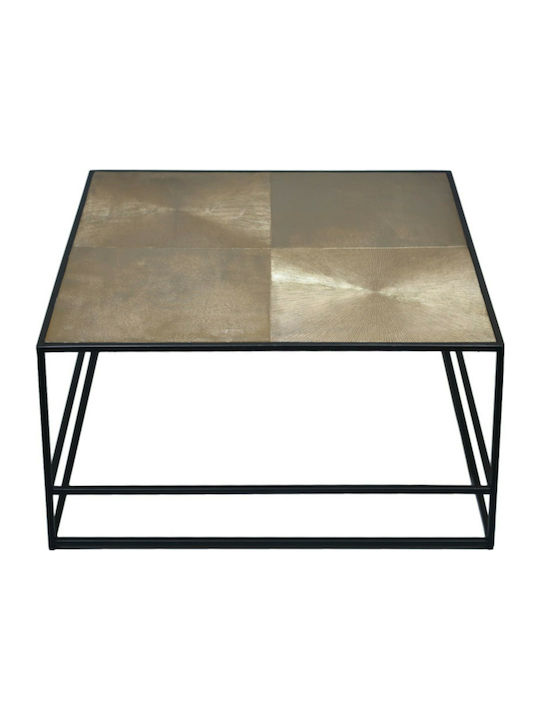 Hadston Square Aluminium Coffee Table Χρυσό Μαύρο L80xW80xH40cm 04-0625