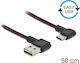 DeLock Angle (90°) / Braided USB 2.0 Cable USB-C male - USB-A Μαύρο 0.5m 85280