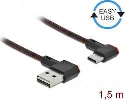 DeLock Angle (90°) / Braided USB 2.0 Cable USB-C male - USB-A male Black 1.5m (85282)