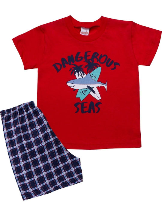 Minerva Set Top & Bottom Kids Summer Cotton Pyjamas Red