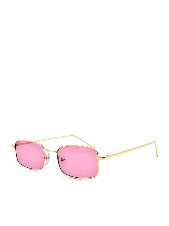 Awear Sahi Sunglasses with Gold Metal Frame and Pink Lenses