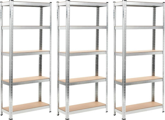vidaXL Ραφιέρες Dexion Γαλβανιζέ 75x30x172εκ. με 4 Ράφια Συνολικής Αντοχής 1500kg 3τμχ