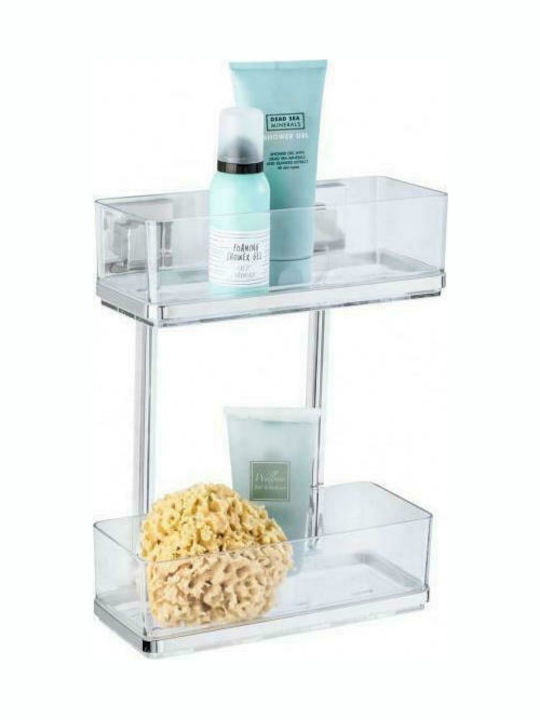 Wenko Bathroom Rack Wall Mounted Bathroom Shelf Inox with 2 Shelves 32.5x25.5x32.5cm