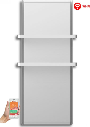 Radialight Icon 2B WiFi Radiator Electric Pentru Prosoape Cu Fațadă De Sticlă 1000W 110x45cm Albă