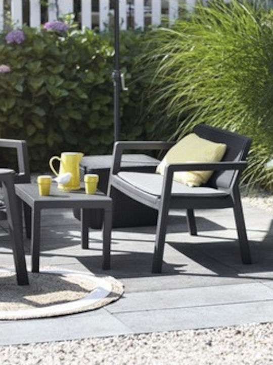 Keter Garten- und Outdoor-Möbelsets Wohnzimmer Typsatz Emily 4 Stück Graphit