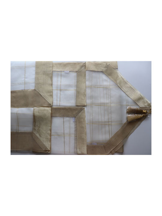 Mc Decor Καρέ Τραπεζομάντηλο Σετ 5τμχ 197 Μπεζ 120x120εκ.