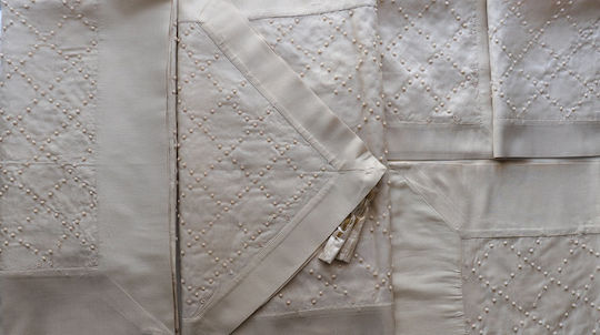 Mc Decor Fustă Pătrată cu Broderie Set 5buc 196 Ecru 120x120cm