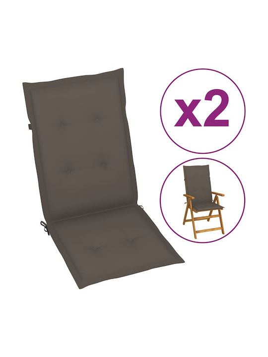 vidaXL Garden Chair Cushion with Back Brown 2pcs 120x50cm.