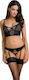 Casmir Lingerie Lara Bügel- und Slip-Set Sexy Dessous-Sets Mit Spitze Schwarz 2 Stück