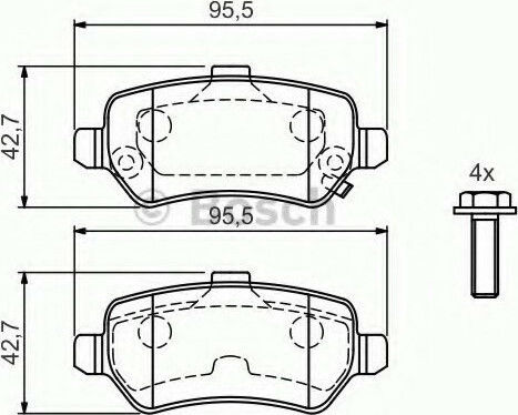 Bosch Brake Pad Rear 4pcs for Kia Venga Opel Astra / Zafira