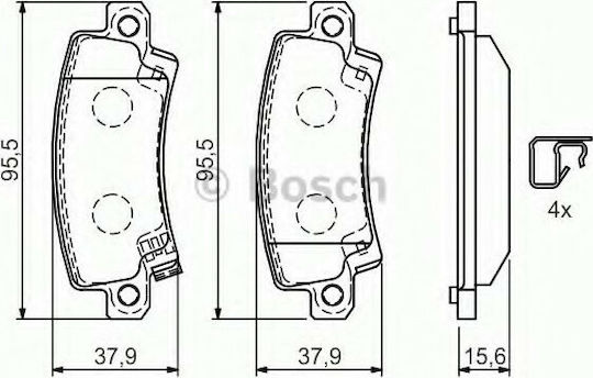 Bosch Bremsbelag Hinten 4Stück für Toyota Korolla Limousine E12J 2001-2008