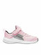 Downshifter Downshifter 11 Kids Sports Shoes Running with Hoop & Loop Closure Pink Foam / Metallic Silver / Black / White