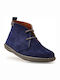 Suede Kinderstiefeletten mit Schnürsenkeln Blau