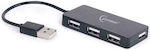 Gembird USB 2.0 Hub 4 Θυρών με σύνδεση USB-A