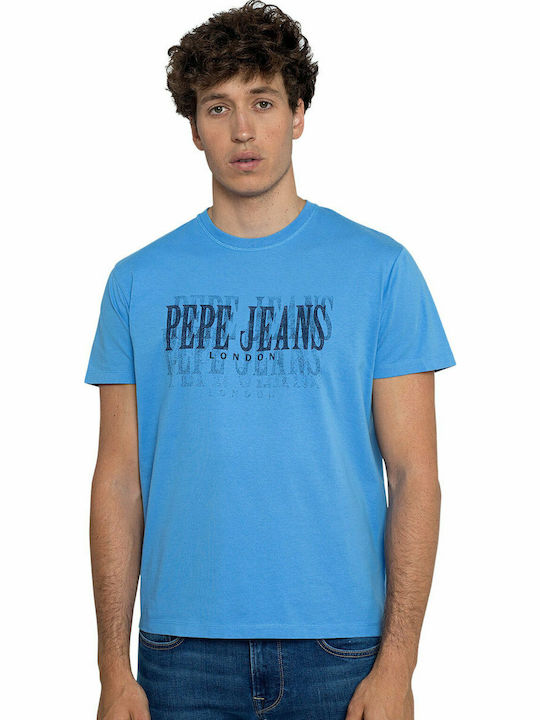 Λογότυπο Ανδρικό Snow Blue Pepe Jeans με PM507286-545 T-shirt Bright