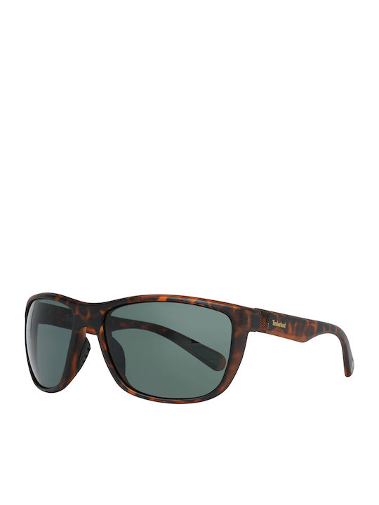 Timberland Men's Sunglasses with Brown Tartaruga Plastic Frame and Green Lens TB7179 56N