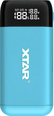 XTAR PB2S USB Ladegerät 2 Batterien Li-Ion Größe 18650/21700 in Blau Farbe