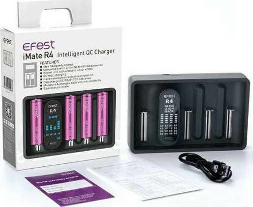 Efest iMate R4 Charger 4 Batteries Li-ion/Ni-MH Size AA/AAA/D/18650/16340/26650/14500