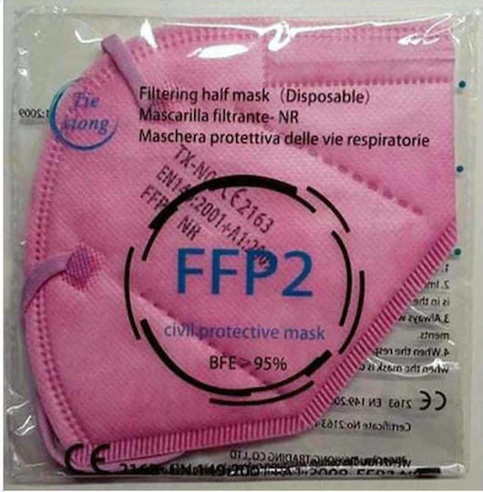 Tiexiong FFP2 Civil Protective Mask BFE >95% Μάσκα Προστασίας FFP2 Ροζ 1τμχ