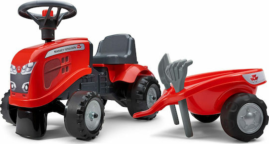 Kinderfahrzeug mit Traktor Massey Ferguson Fuß zu Boden mit Anhänger und Pedal Rote für 1+ Jahre