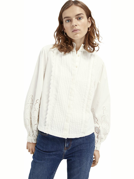 Scotch & Soda Women's Monochrome Long Sleeve Shirt White