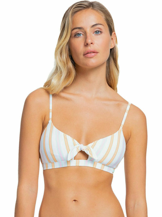 Roxy Triangle Bikini Top with Adjustable Straps White Striped