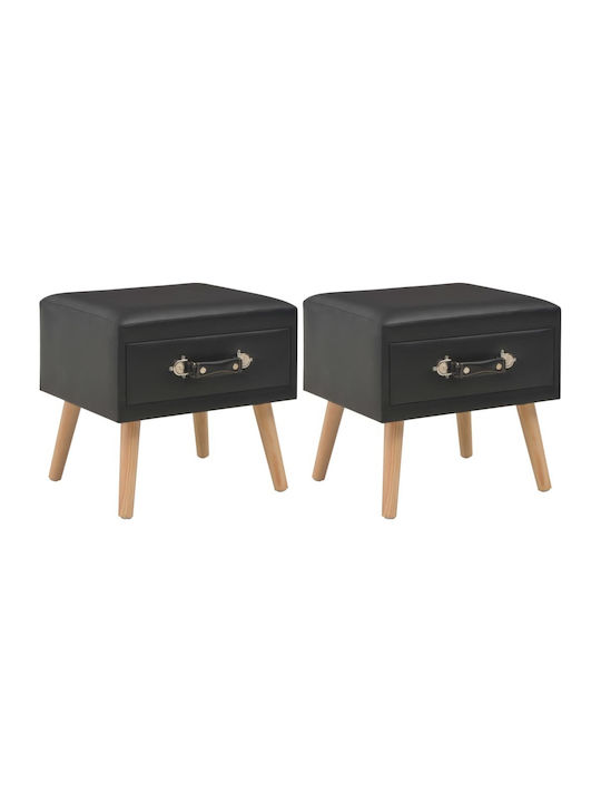 Bedside Tables with Fabric Cover 2pcs Black 40x35x40cm