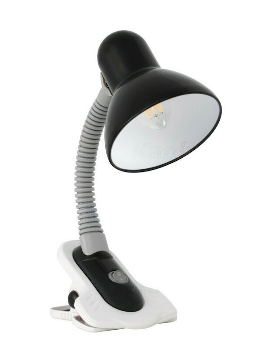 Suzi Schreibtischlampe mit flexiblem Arm für Fassung E27 und Clip in Schwarz Farbe