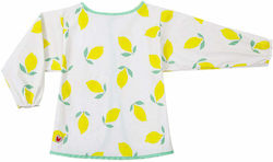 Baby to Love Αδιάβροχη Ποδιά Πλαστική με Αυτοκόλλητο Happy Lemon με Μανίκια για 5 m+