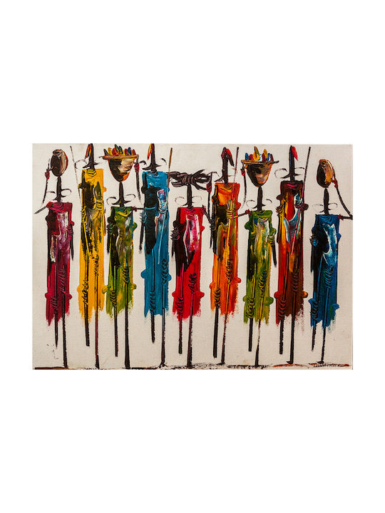 HomeMarkt Colorful African Art Tablou pe Pânză 100x70cm