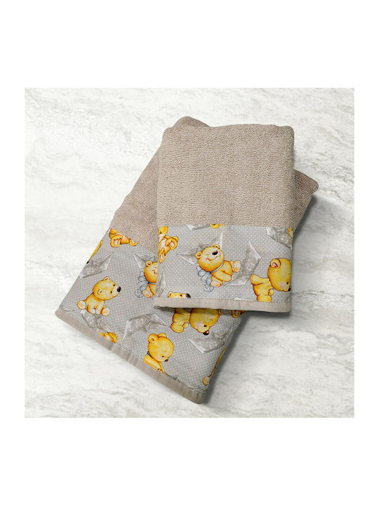 Lino Home Set of baby towels 2pcs Sailor Bear Grey-Light Grey