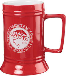 Fanatics Ολυμπιακός Ποτήρι Μπύρας από Κεραμικό σε Κόκκινο Χρώμα 1000ml