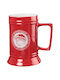 Fanatics Ολυμπιακός Glass Beer, μπίρας made of Ceramic in Red Color 1000ml 1pcs