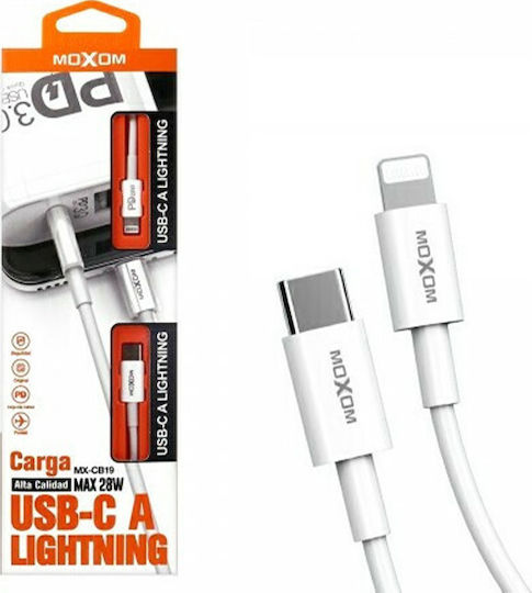 Moxom USB-C to Lightning Cable 28W Λευκό 1m (MX-CB19)