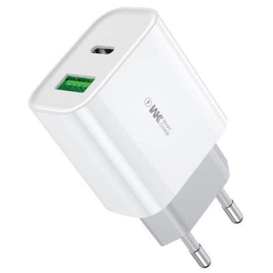 WK Φορτιστής Χωρίς Καλώδιο με Θύρα USB-A και Θύρα USB-C 20W Quick Charge 3.0 / Power Delivery Λευκός (WP-U53)