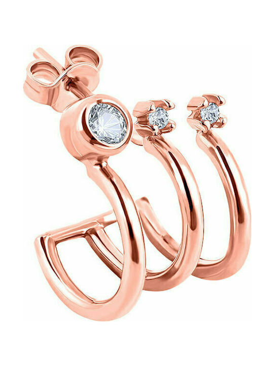 Silver hoop earring "Triple Shine" rose gold plated