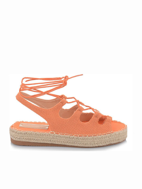 Famous Shoes Women's Flat Sandals Gladiator in Orange Color